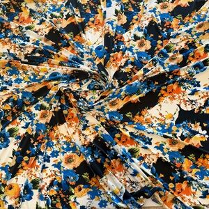 Multicolor Floral Patterned Stretchy Fabric